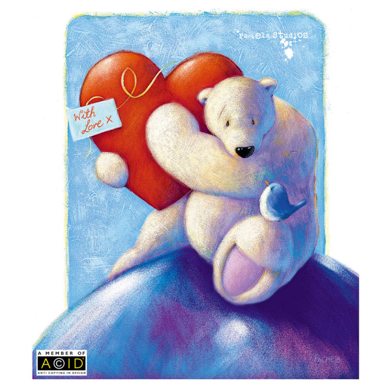 Lui the polar bear showing his love for his friend with a big heart.